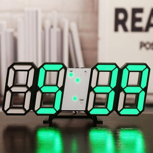 Open image in slideshow, Home Living Room Decoration 3D Large LED Digital Wall Clock Date Time Electronic Display Table Alarm Clock Wall Home Decor
